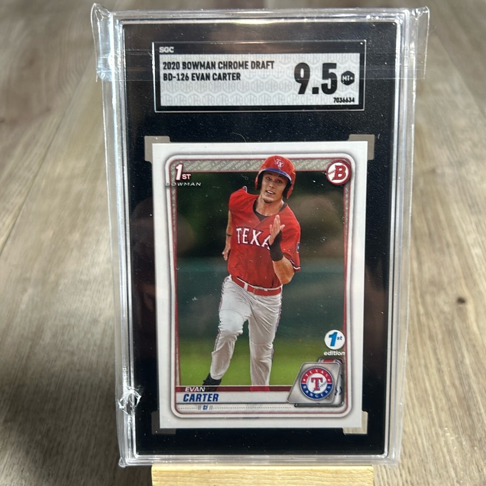 Evan Carter 2020 Bowman Chrome Draft BD-126 SGC 9.5 Gem Mint Texas Rangers